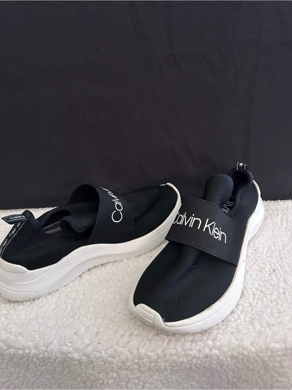 Calvin Klein Black and White Slip-On Women's Sneakers